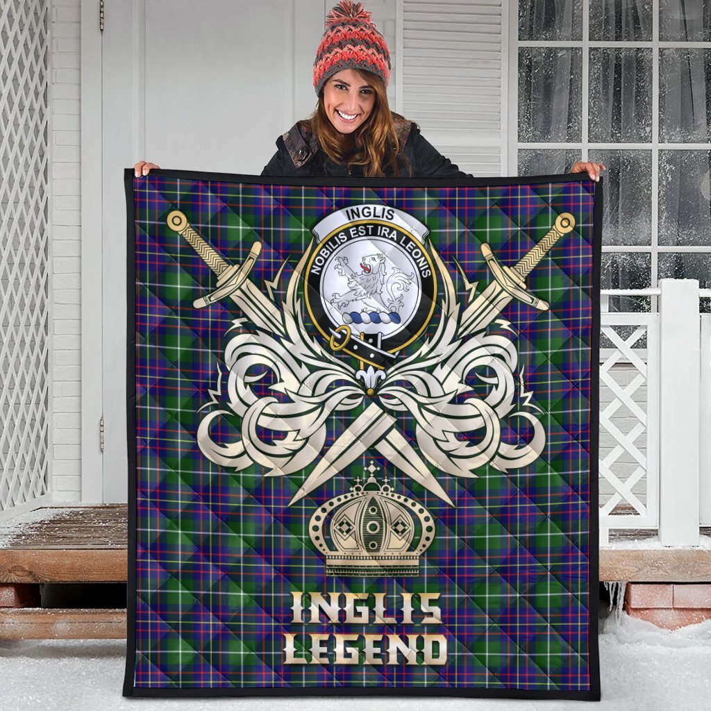 Inglis Modern Tartan Crest Legend Gold Royal Premium Quilt