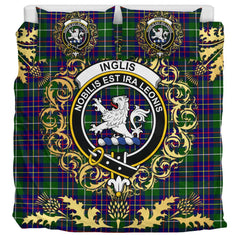 Inglis Modern Tartan Crest Bedding Set - Golden Thistle Style
