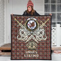 Innes Ancient Tartan Crest Legend Gold Royal Premium Quilt