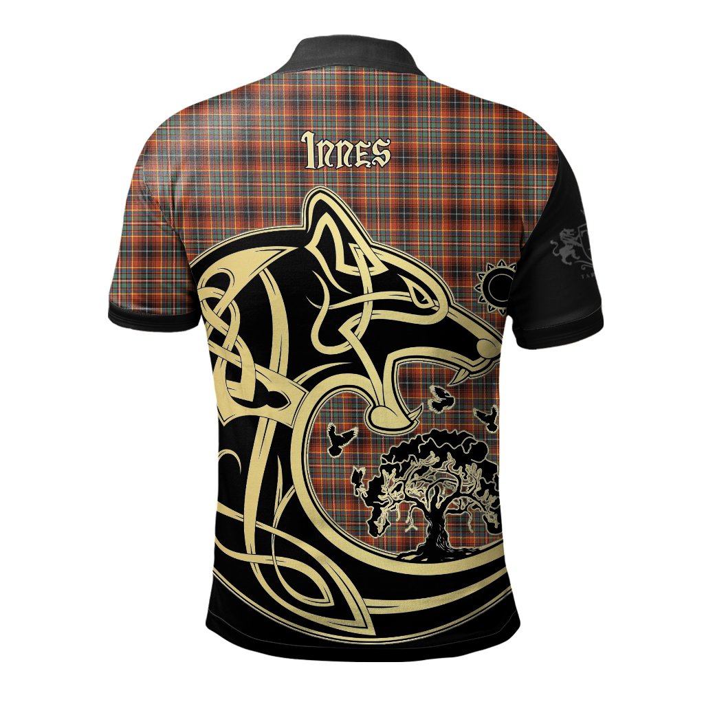 Innes Ancient Tartan Polo Shirt Viking Wolf