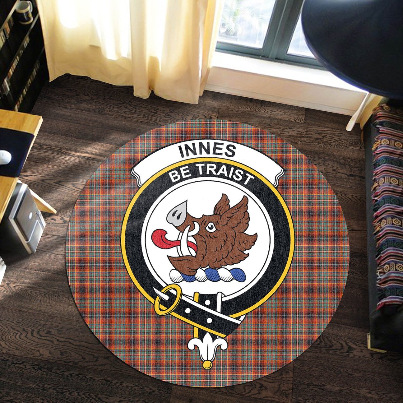 Innes Ancient Tartan Crest Round Rug
