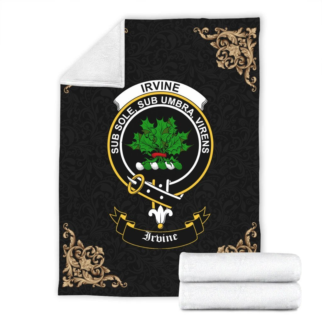 Irvine Crest Tartan Premium Blanket Black