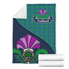 Irvine Tartan Crest Premium Blanket - Thistle Style