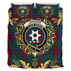 Jardine Dress Tartan Crest Bedding Set - Golden Thistle Style
