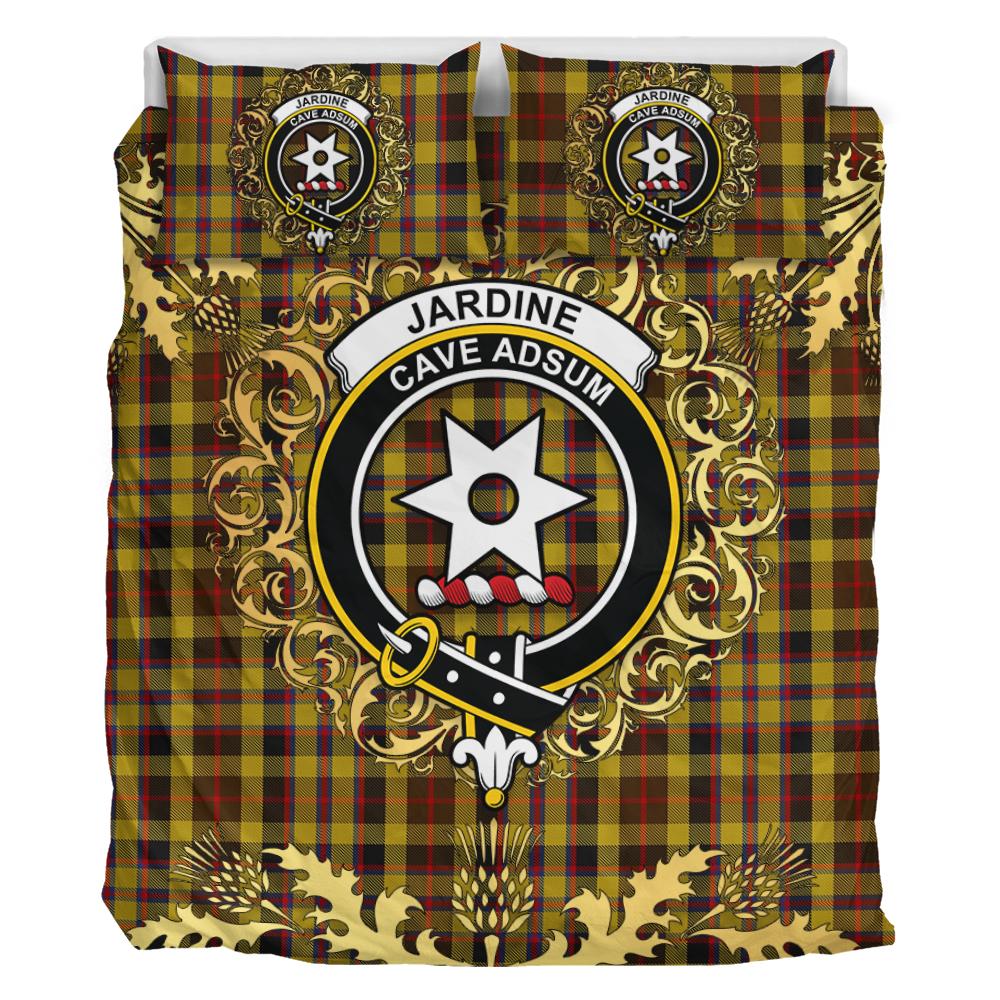 Jardine of Castlemilk Tartan Crest Bedding Set - Golden Thistle Style
