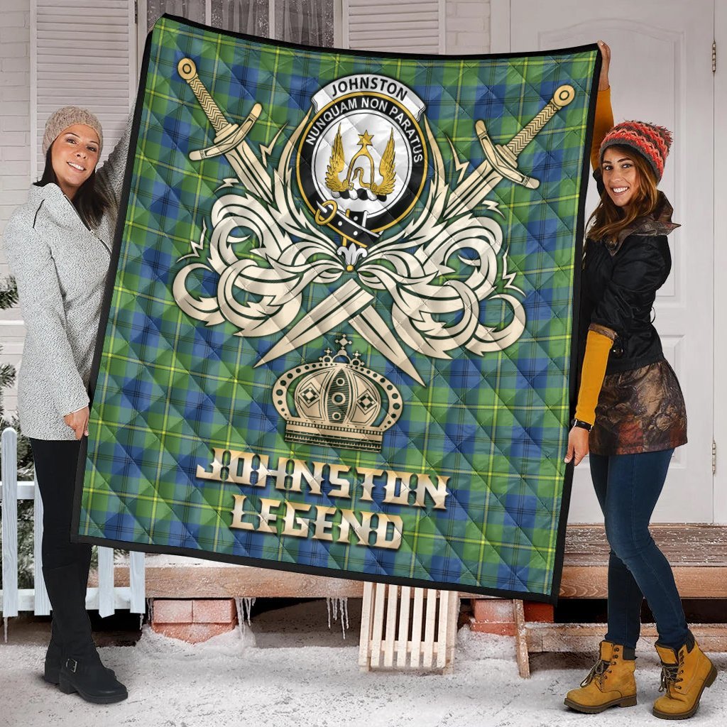 Johnston Ancient Tartan Crest Legend Gold Royal Premium Quilt