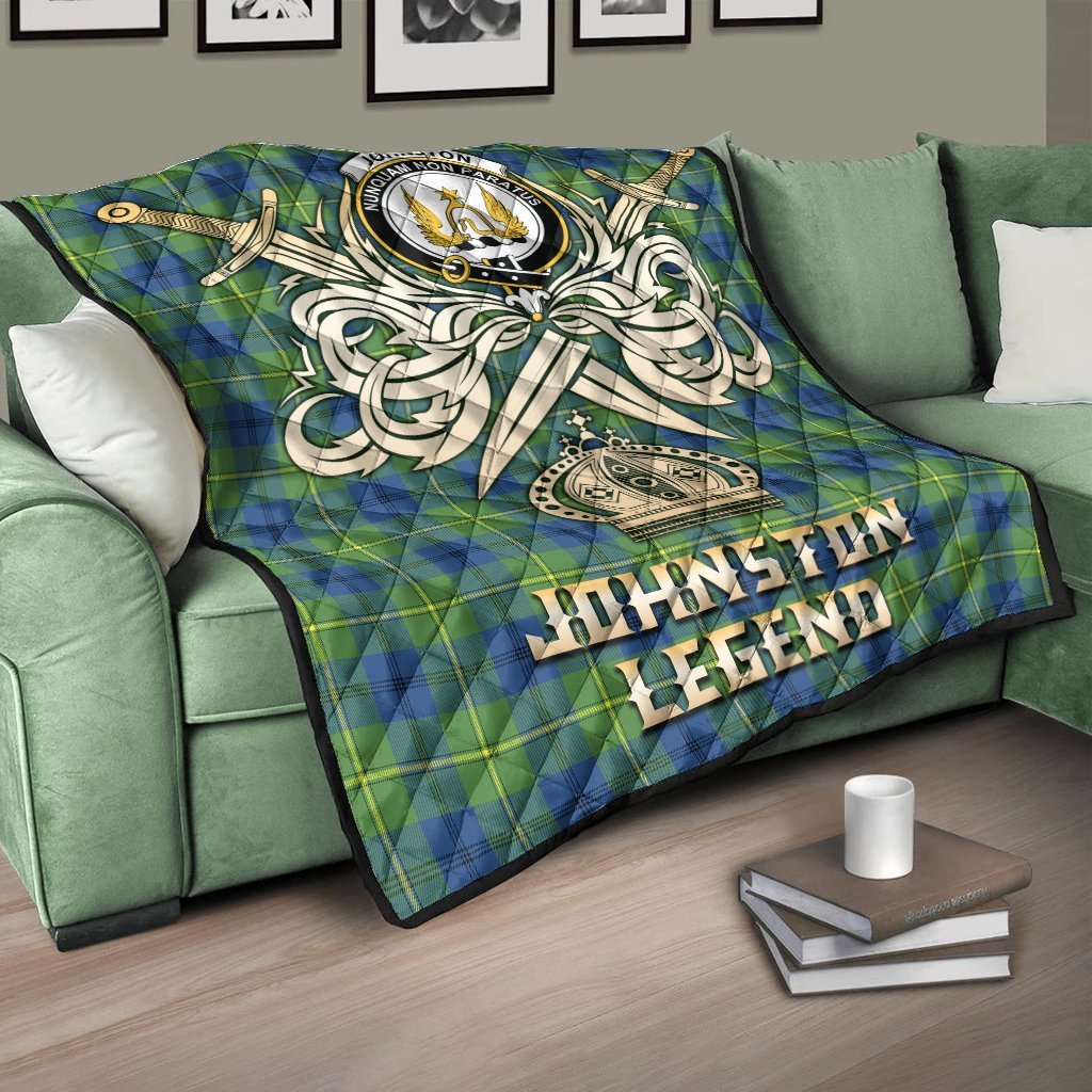 Johnston Ancient Tartan Crest Legend Gold Royal Premium Quilt