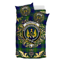 Johnston Modern Tartan Crest Bedding Set - Golden Thistle Style