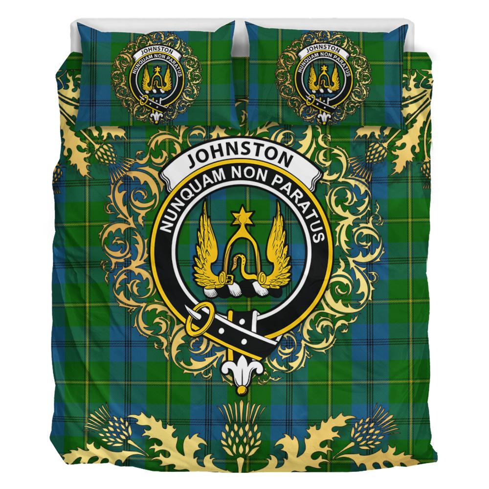 Johnston (Johnstone) 01 Tartan Crest Bedding Set - Golden Thistle Style