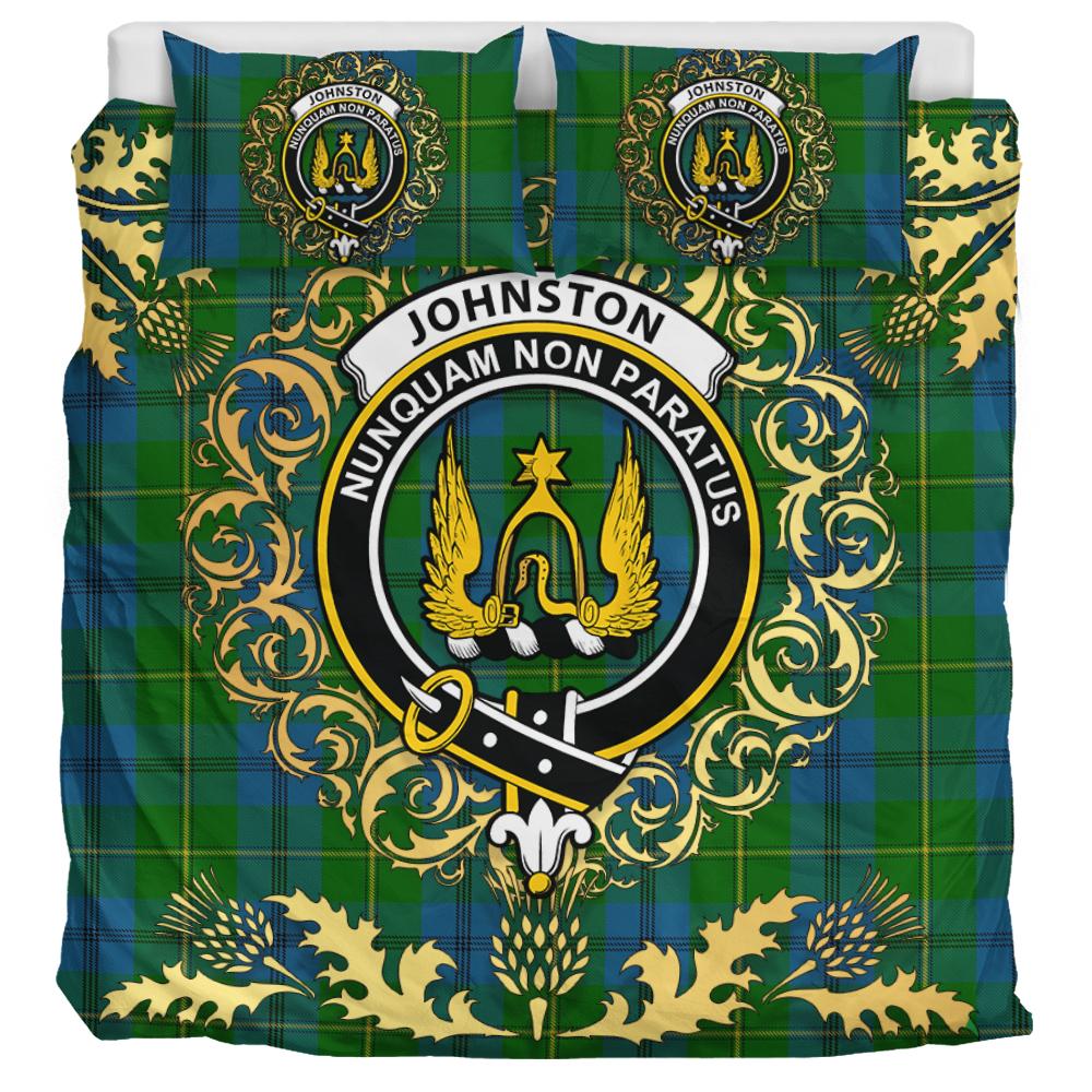 Johnston (Johnstone) 01 Tartan Crest Bedding Set - Golden Thistle Style