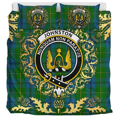 Johnston (Johnstone) 01 Tartan Crest Bedding Set - Golden Thistle Style