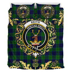 Keith Modern Tartan Crest Bedding Set - Golden Thistle Style