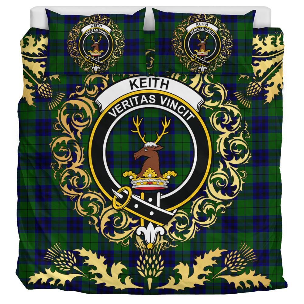 Keith Modern Tartan Crest Bedding Set - Golden Thistle Style
