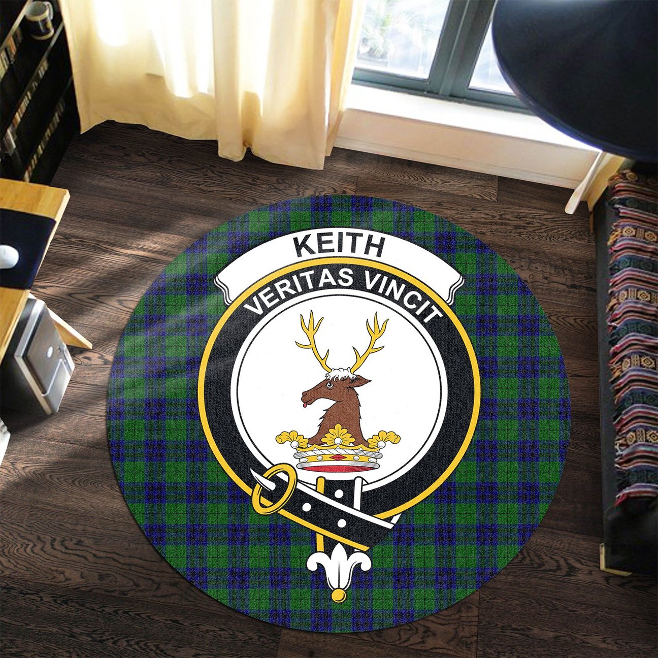 Keith Modern Tartan Crest Round Rug