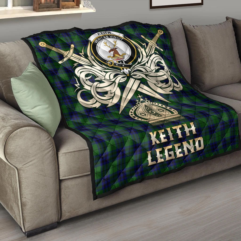 Keith Modern Tartan Crest Legend Gold Royal Premium Quilt