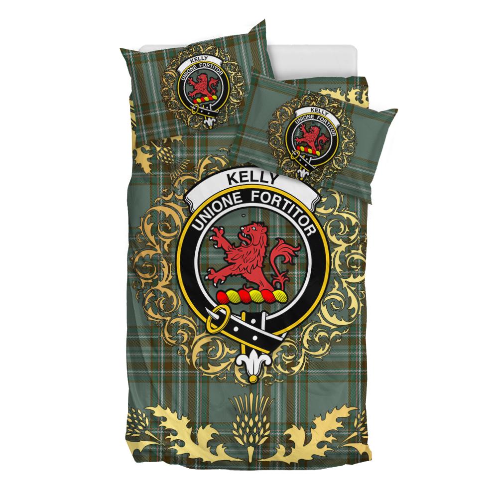 Kelly Dress Tartan Crest Bedding Set - Golden Thistle Style