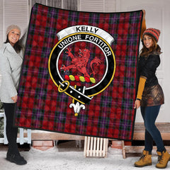 Kelly of Sleat Red Tartan Crest Quilt