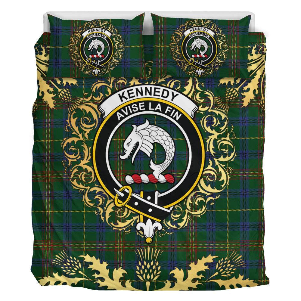 Kennedy 2 Tartan Crest Bedding Set - Golden Thistle Style