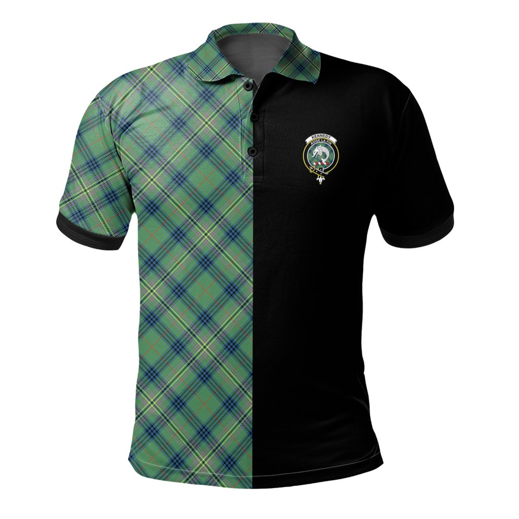 Kennedy Ancient Tartan Polo Shirt Half of Me - Cross Style