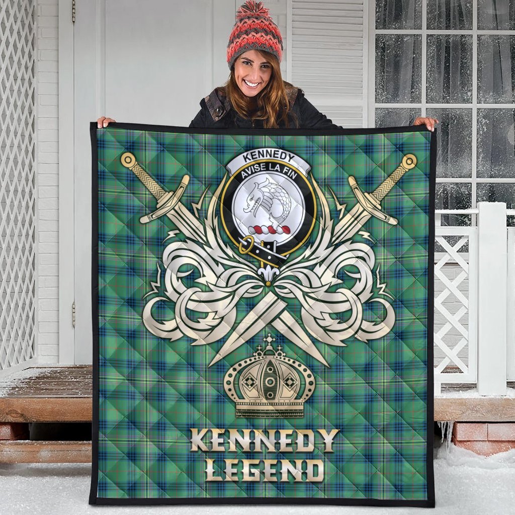 Kennedy Ancient Tartan Crest Legend Gold Royal Premium Quilt