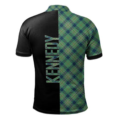 Kennedy Ancient Tartan Polo Shirt Half of Me - Cross Style