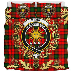 Kerr Modern Tartan Crest Bedding Set - Golden Thistle Style