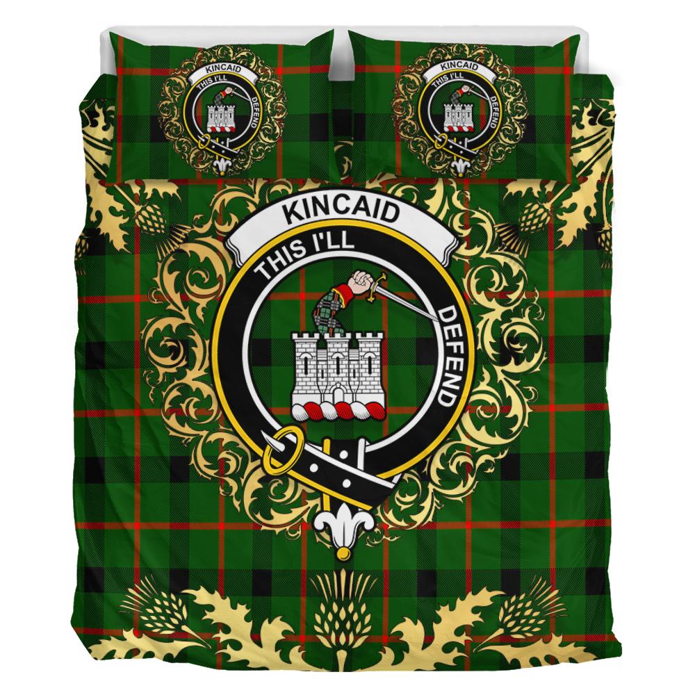 Kincaid Modern Tartan Crest Bedding Set - Golden Thistle Style