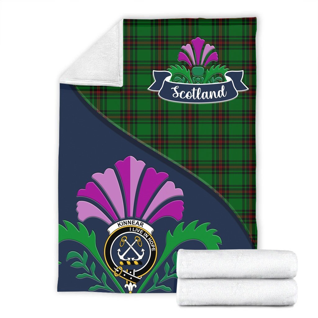 Kinnear Tartan Crest Premium Blanket - Thistle Style