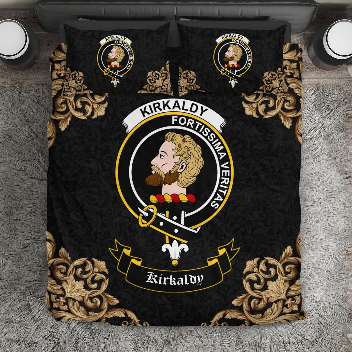 Kirkaldy (of Grange) Crest Black Bedding Set