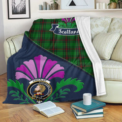 Kirkaldy Tartan Crest Premium Blanket - Thistle Style