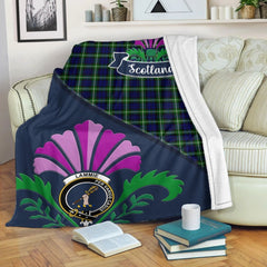 Lammie Tartan Crest Premium Blanket - Thistle Style