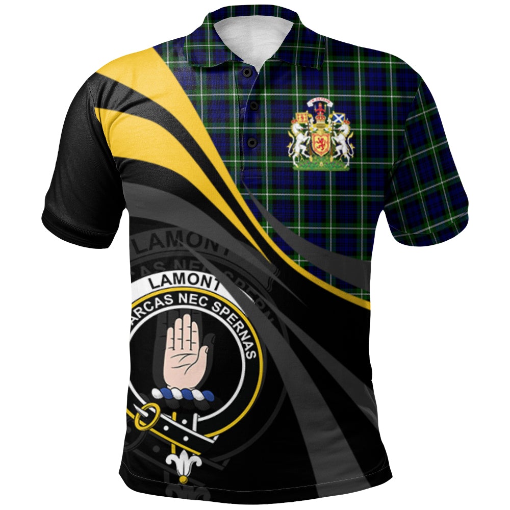Lamont Modern Tartan Polo Shirt - Royal Coat Of Arms Style