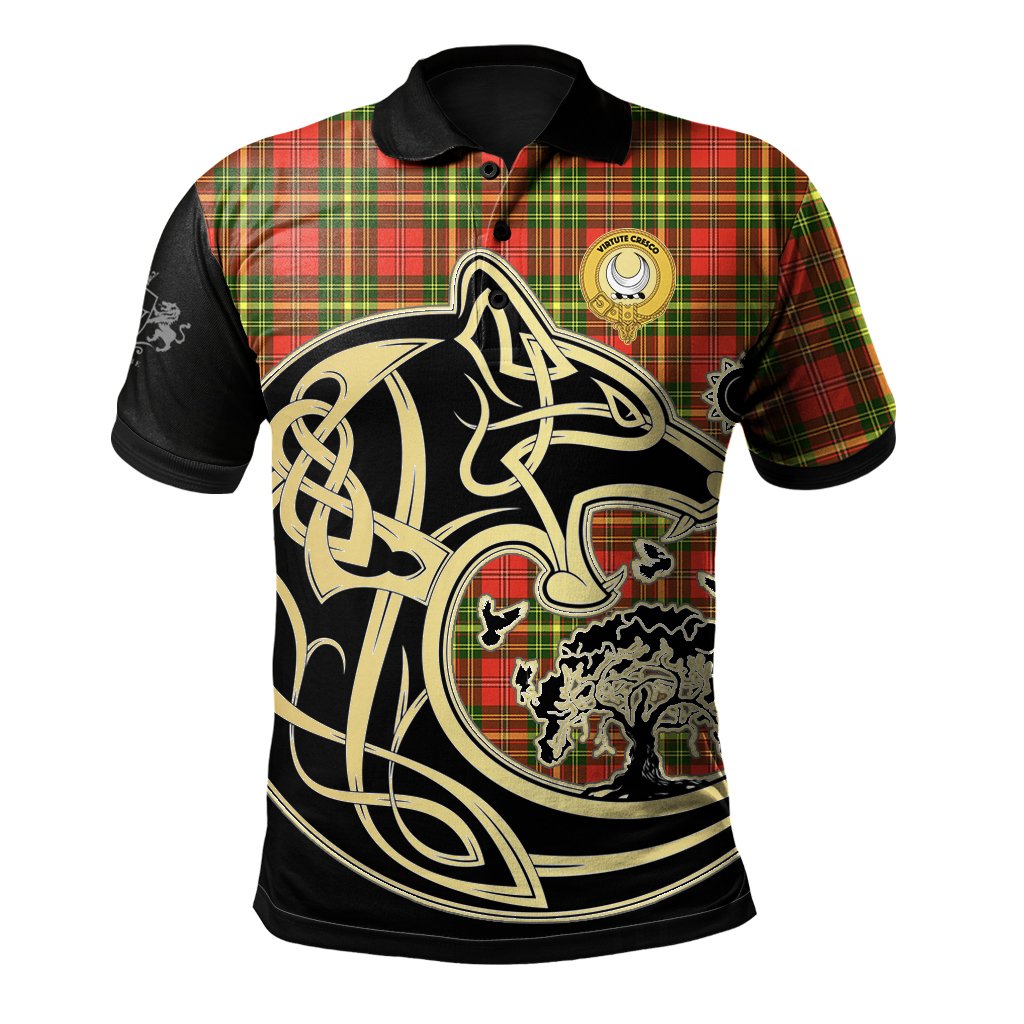Leask Tartan Polo Shirt Viking Wolf