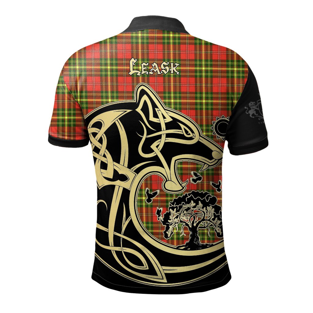 Leask Tartan Polo Shirt Viking Wolf