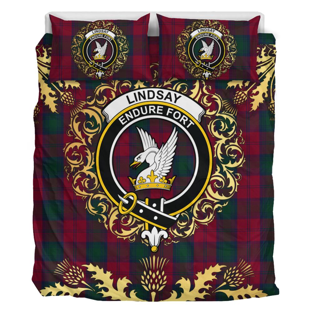Lindsay 01 Tartan Crest Bedding Set - Golden Thistle Style