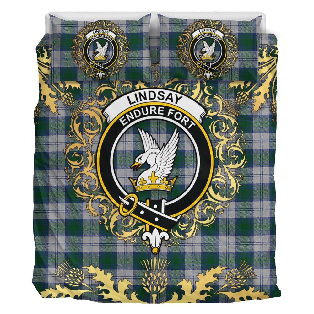 Lindsay Dress Tartan Crest Bedding Set - Golden Thistle Style