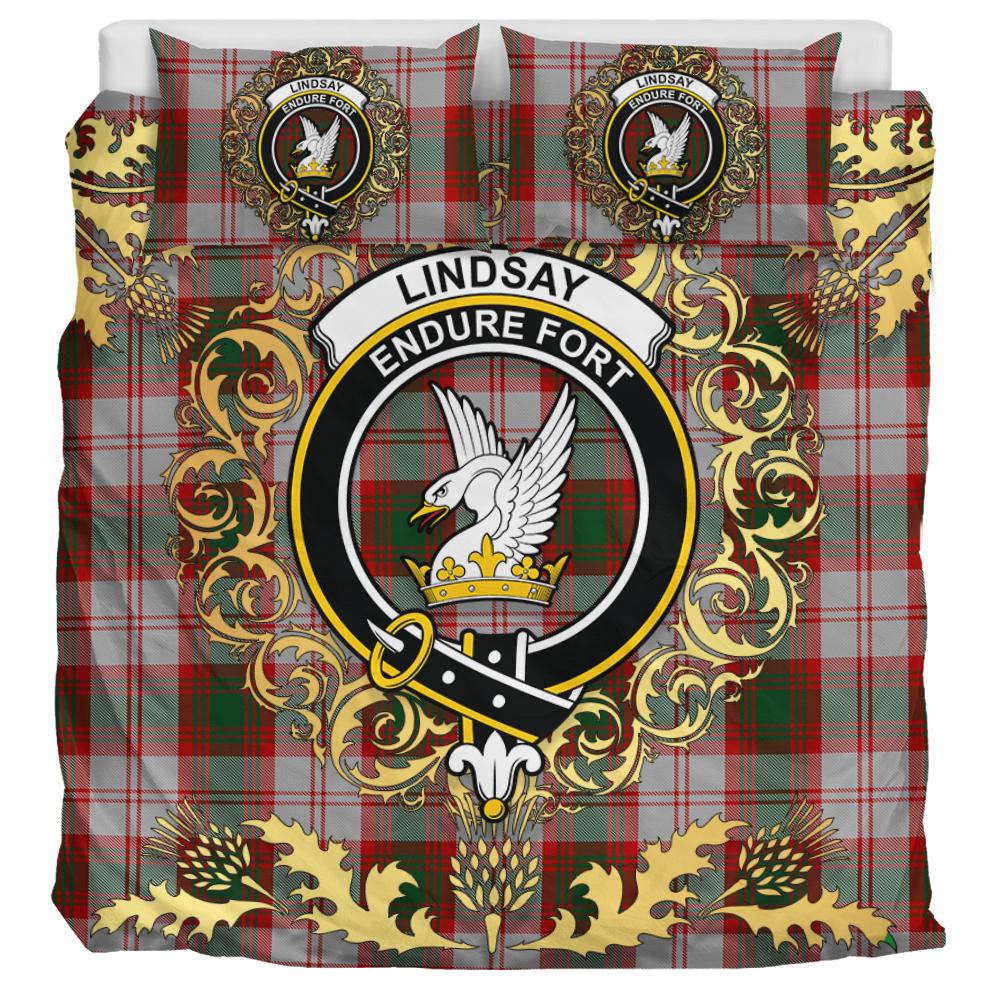 Lindsay Dress Red Tartan Crest Bedding Set - Golden Thistle Style