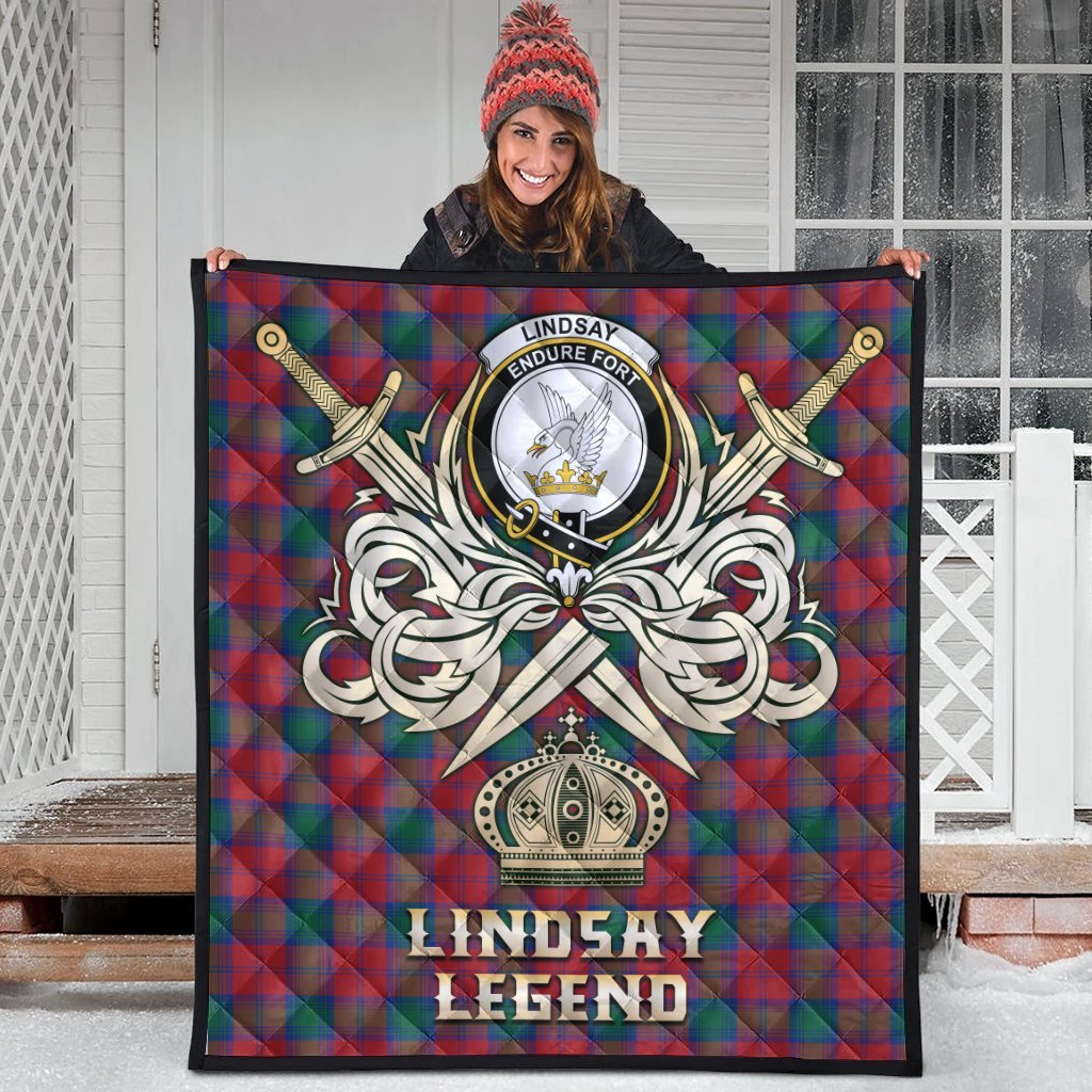 Lindsay Modern Tartan Crest Legend Gold Royal Premium Quilt