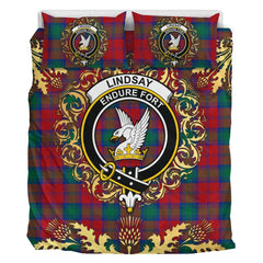 Lindsay Modern Tartan Crest Bedding Set - Golden Thistle Style