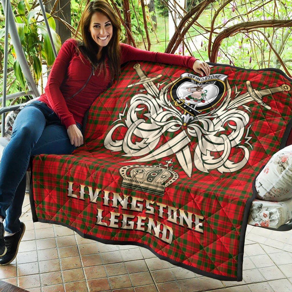 Livingstone Modern Tartan Crest Legend Gold Royal Premium Quilt