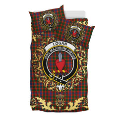 Logan 02 Tartan Crest Bedding Set - Golden Thistle Style