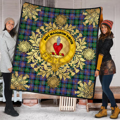 Logan Ancient Tartan Crest Premium Quilt - Gold Thistle Style