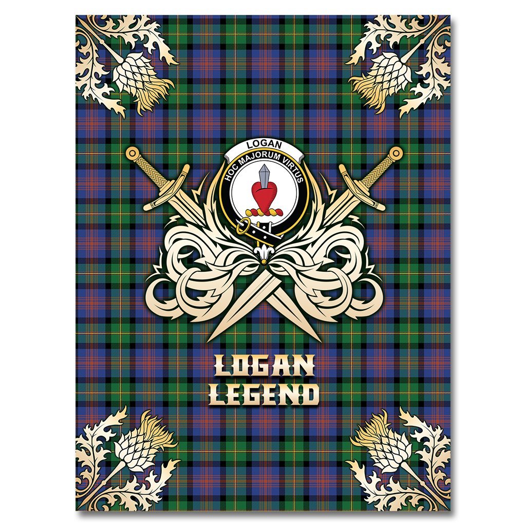 Logan Ancient Tartan Gold Courage Symbol Blanket