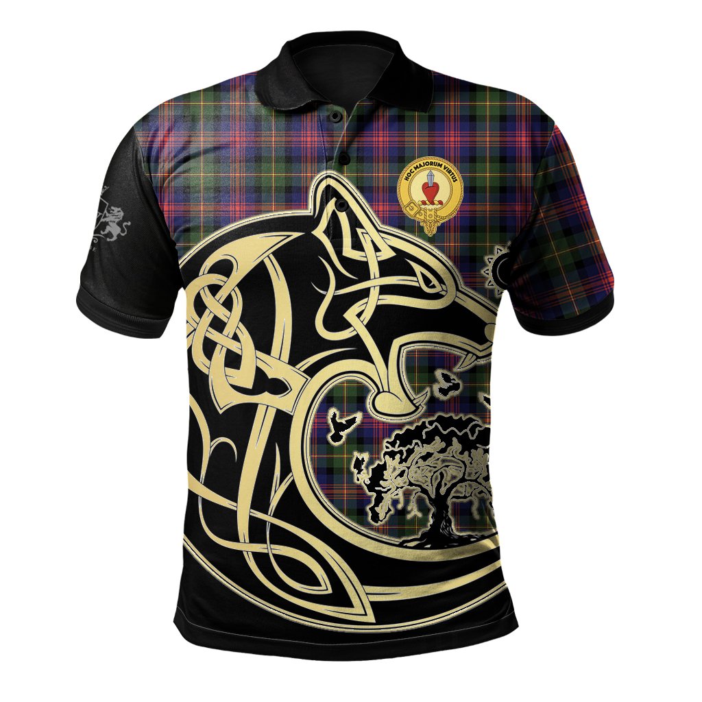 Logan Modern Tartan Polo Shirt Viking Wolf