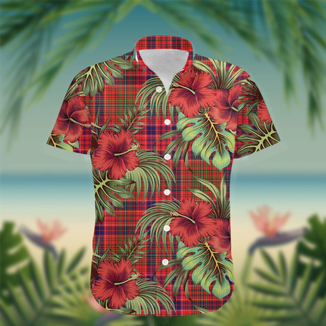 Lumsden Tartan Hawaiian Shirt Hibiscus, Coconut, Parrot, Pineapple - Tropical Garden Shirt