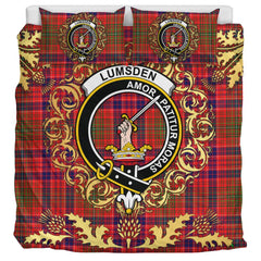 Lumsden Modern Tartan Crest Bedding Set - Golden Thistle Style