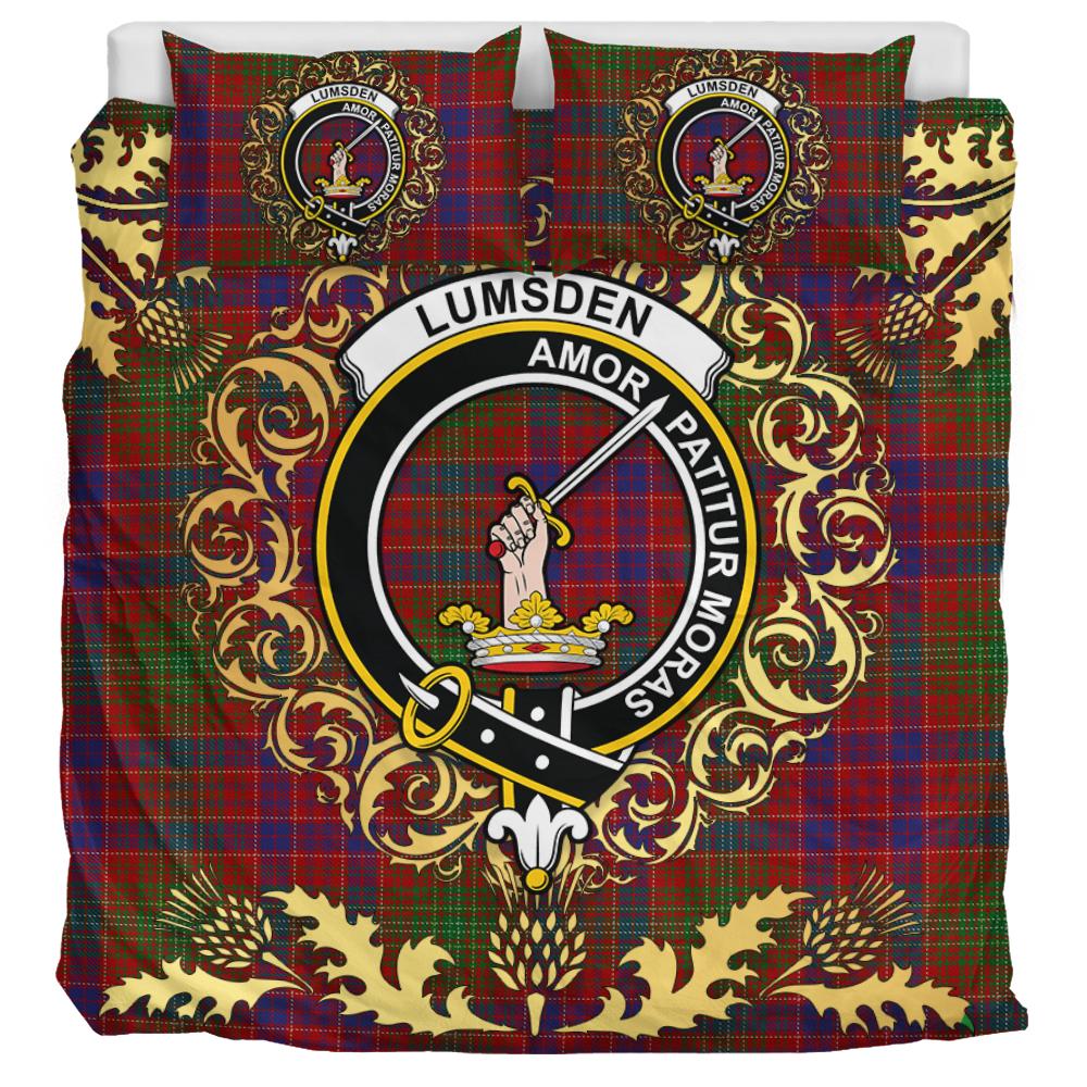Lumsden Short Tartan Crest Bedding Set - Golden Thistle Style
