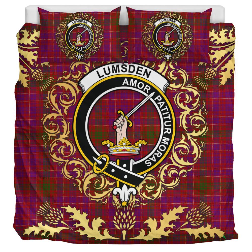Lumsden of Clova Tartan Crest Bedding Set - Golden Thistle Style