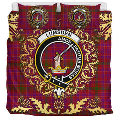 Lumsden of Clova Tartan Crest Bedding Set - Golden Thistle Style