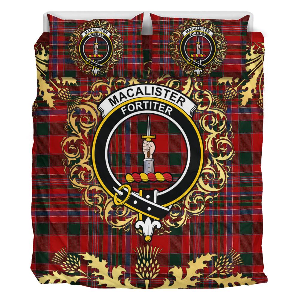 MacAlister 01 Tartan Crest Bedding Set - Golden Thistle Style